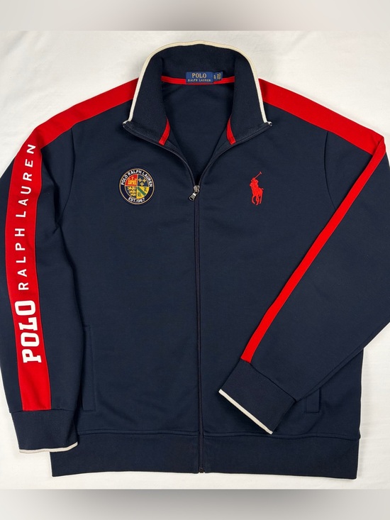 Ralph Lauren Other - Polo Ralph Lauren XL Navy Red Double Knit Track Jacket Big Pony Crest